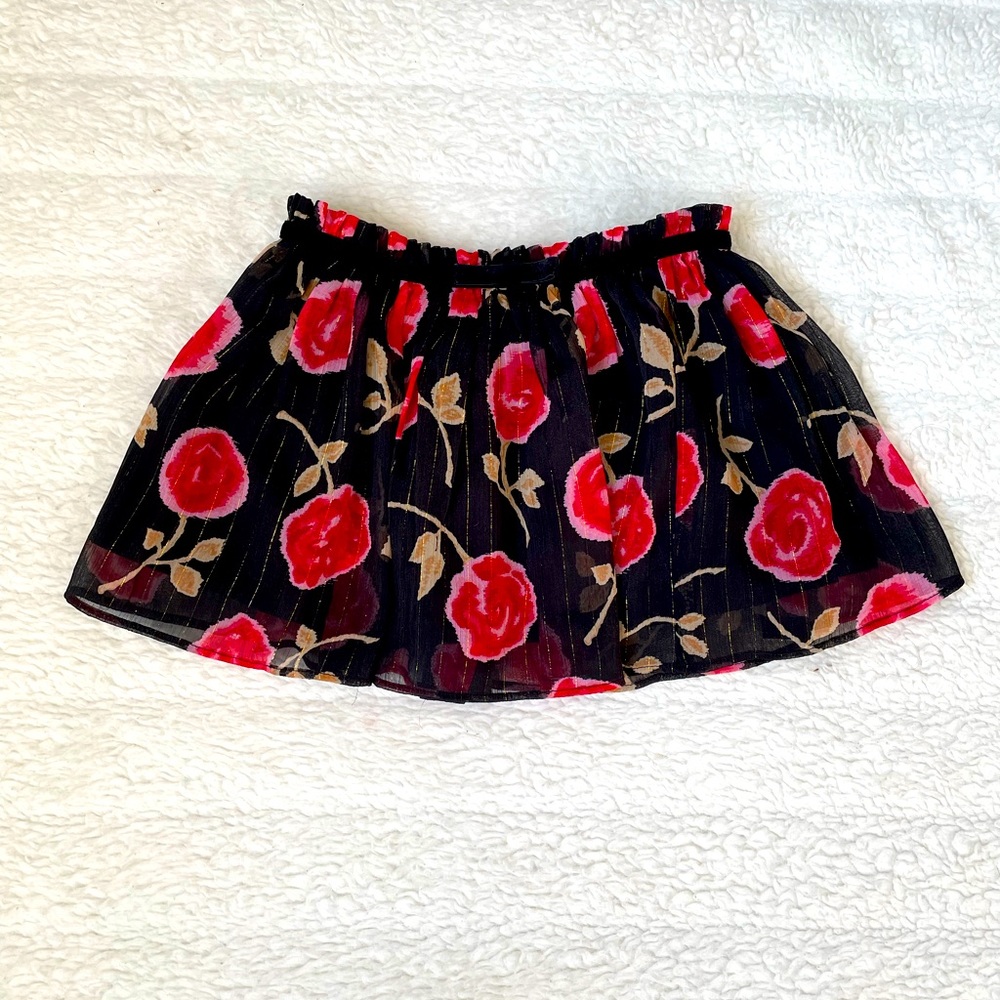NWT Kate Spade New York Hazy Rose Metallic Chiffon Black Skirt Size 2T